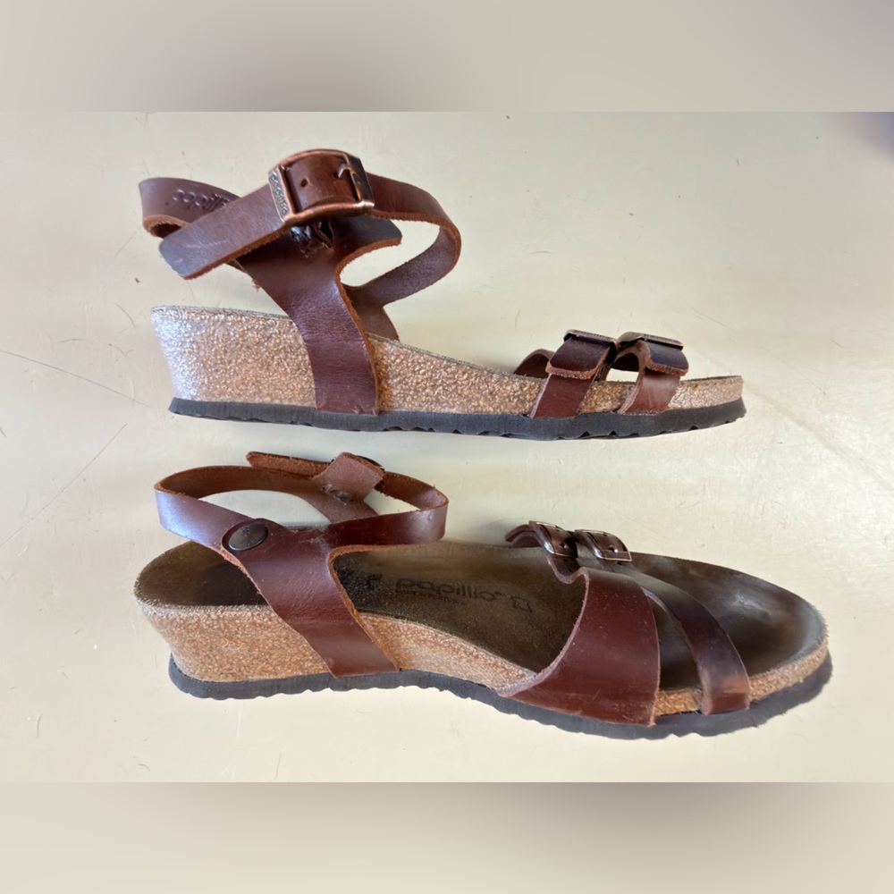 Papillio Brown Leather Sandals - Picture 4 of 10